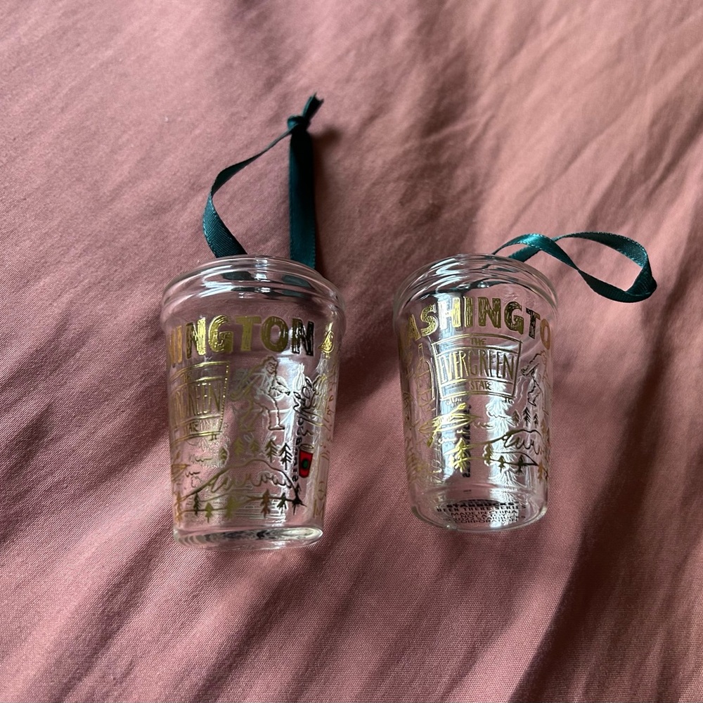 Starbucks Washington Souvenir Shot Glasses with Ribbon